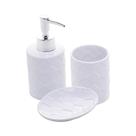 Cj Banheiro Ceramica Branco Dispenser Sabonete Porta Escova