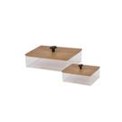 Cj caixas decor em acrilico transparente e madeira 2pcs 24cm
