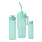 Cj com1 Caneca e 2 Garrafas Squeeze De Plástico Verde