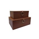 CJ DE CAIXAS DECORATIVAS EM material sintético MARROM DETALHE PRATA 2PCS