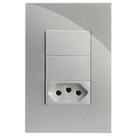 Cj interruptor duplo paralelo + tomada 20a 4x2 - recta prata gloss - brg11332-8pr