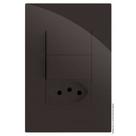 Cj interruptor duplo siimples com tomada 20a recta chocolate gloss brilhante