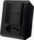 Cj Interruptor Duplo Simples + Tomada 20a Preto Overlap Blux Cj Interruptor Duplo Simples + Tomada 20a Preto Overlap Blux