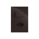 Cj interruptor simples com tomada 10a recta chocolate gloss brilhante