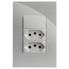 Cj interruptor simples + tomada dupla 20a 4x2 - recta prata gloss - brg11356-5pr