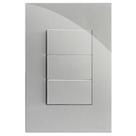 Cj interruptor triplo (2 paralelos + 1 simples) 4x2 - recta prata gloss - brg11080-9pr