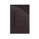 Cj interruptor triplo paralelo recta chocolate gloss brilhante