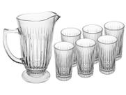 Cj jarra com 6 copos de vidro deli diamante 1l/300ml lyor