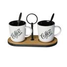 Cj.para Cafe com Suporte Bambu Moldura de Metal 2 Colheres Inox 20 x 8,5cm Cj.para Cafe com Suporte Bambu Moldura de Metal 2 Colheres Inox 20 x 8,5cm