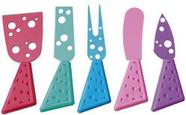 Cj para Queijo e Frios Faca Garfo e Espátula Colors 5 Peças