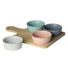 Cj.Petisqueira com Bandeja Bambu e 4 Bowls Ceramica 21x31cm Cj.Petisqueira com Bandeja Bambu e 4 Bowls Ceramica 21x31cm