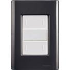 Cj Placa Dois Interruptor Duplo Giz Grafite Tramontina completo pronto