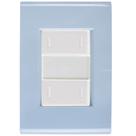 Cj Placa Dois Interruptor Duplo Liz Azul Jeans Tramontina completo pronto