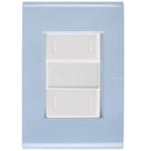 Cj Placa Dois Interruptor Duplo Liz Azul Jeans Tramontina Completo Pronto Tramontina
