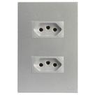 Cj tomada dupla 20a 4x2 recta prata satin fosco Cj tomada dupla 20a 4x2 recta prata satin fosco