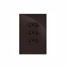 Cj tomada tripla 20a recta chocolate gloss brilhante