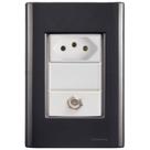 Cj Tomadas 10A e TV SAT Coaxial Giz Grafite Tramontina completo pronto