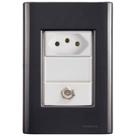 Cj Tomadas 10a E Tv Sat Coaxial Giz Grafite Tramontina Completo Pronto Tramontina