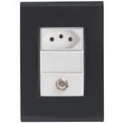 Cj Tomadas 10A e TV SAT Coaxial Liz Grafite Tramontina completo pronto