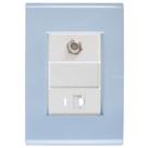 Cj Tomadas RJ45 Ethernet + TV Coaxial Liz Azul Jeans Tramontina completo pronto