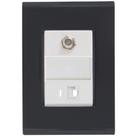 Cj Tomadas Rj45 Ethernet + Tv Coaxial Liz Grafite Tramontina Completo Pronto Tramontina