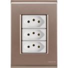 Cj Três Tomadas Tripla 10A Liz Ouro Velho Tramontina completo pronto Cj Três Tomadas Tripla 10A Liz Ouro Velho Tramontina completo pronto