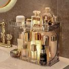 CJL Home Organizador Acrílico Multiuso 2 Andares para Maquiagem e Cosméticos Prateleira Transparente para Banheiro, Cozinha, Quarto ou Penteadeira