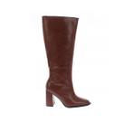 Claire - Bota Salto Bloco Cano Alto Marrom
