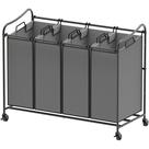 Classificador de roupa suja Rolling Cart Simple Houseware, 4 sacos, cinza escuro