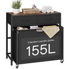 Classificador de roupas FIONESO Rolling Hamper, 3 sacos, capacidade de 155 litros