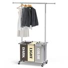 Classificador de roupas simples para utensílios domésticos, 3 bolsas com haste suspensa