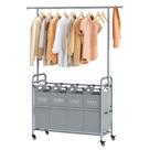 Classificador de roupas Tajsoon com barra suspensa, 4 seções, cinza