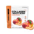 Clean Simple Eats Collagen Pow+Beauty Blend, pêssego e manga, 11 g de peptídeos de colágeno hidrolisado de bovinos e frangos alimentados com capim, ácido hialurônico para suporte de cabelo, pele, unhas e articulações, 30 porções