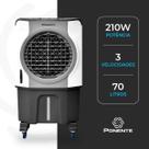 Climatizador de Ar Ponente 70L Turbo 210W 4 em 1 com Ventilação Umidificação Filtragem e Resfriamento Ideal para Ambientes Grandes Econômico