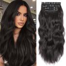 Clip em extensões de cabelo sintéticas LEEONS Long Wavy 4 peças 50 cm