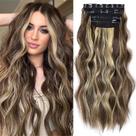 Clip em extensões de cabelo sintéticas LEEONS Long Wavy 4 unidades