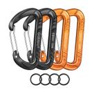 Clip Mosquetón GABBRO de Alta Resistencia 12kN Aluminio Paquete de 4 Negro