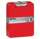 Clipboard Better Office Products, plástico vermelho, pacote com 12