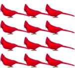 Clipe artificial Red Cardinal Birds Alpurple x12 para o Natal