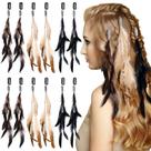 Clipe colorido Geyoga para extensões de cabelo de penas para mulheres, 12 unidades
