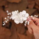 Clipe de cabelo JONKY Flower Bride Wedding Rhinestone Silver