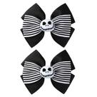 Clipe de cabelo Nuolich, 2 peças, laço de caveira, preto, branco, 10 cm