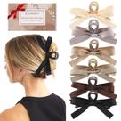 Clipes Bow Hair Claw Clips Auseibeely Silky Satin para mulheres, 6 peças