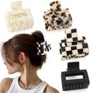 Clipes de cabelo Bmobuo Checkered Tortoise para mulheres, 4 unidades