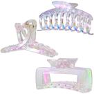 Clipes de cabelo Kitiin Iridescent Clear Strong Jaw Claw Clips x3