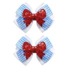 Clipes de laço de cabelo JiaDuo, azul, branco, guingão, 9 cm, fantasia de feiticeiro