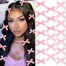 Clipes de laço de cabelo SAWINDA Pink Mini Gingham Craft 20 unidades para meninas