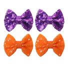 Clipes de laços de cabelo, Halloween, laranja, lantejoulas roxas para meninas