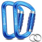 Clipes de mosquetão Amazonly Auto Locking 12 KN/1,09 onças azuis x2