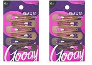 Clipes de pressão de cabelo Goody Metal Contour 6 unidades Brunette x2